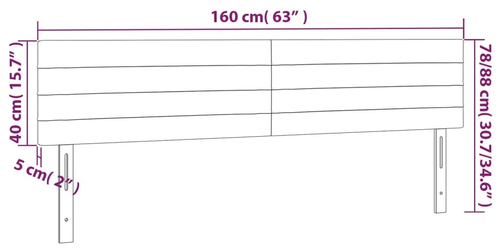 Κεφαλάρι Κρεβατιού LED Μπλε 160x5x78/88 εκ. Υφασμάτινο 3121764