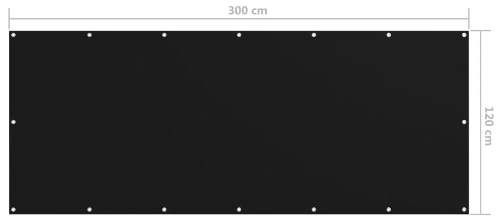 Διαχωριστικό Βεράντας Μαύρο 120 x 300 εκ. Ύφασμα Oxford - Μαύρο