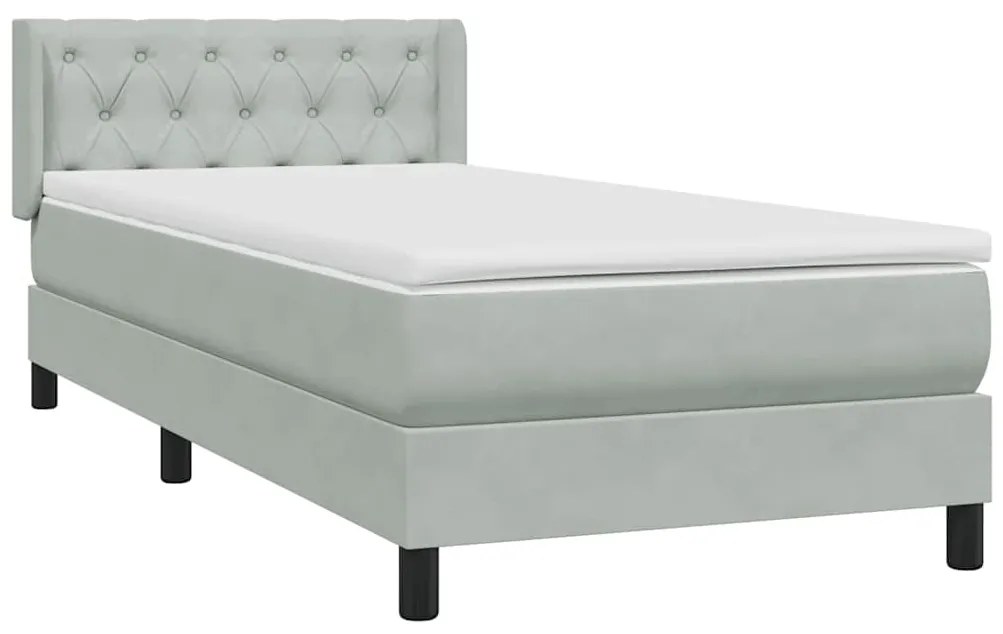 BOX SPRING ΚΡΕΒΑΤΙ ΜΕ ΣΤΡΩΜΑ ΑΝΟΙΧΤΟ ΓΚΡΙ 80X220 CM ΒΕΛΟΥΔΙΝΟ 3318387