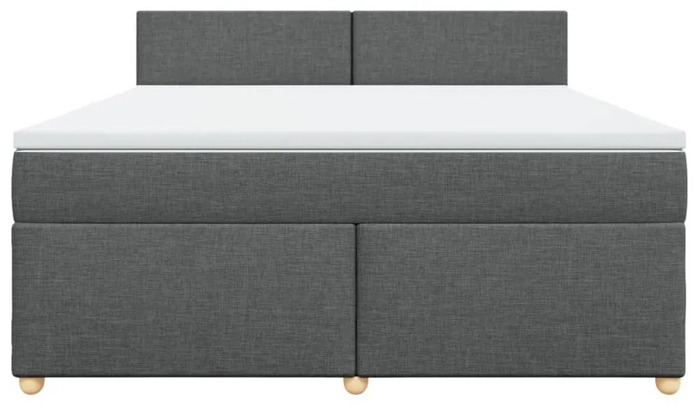 Κρεβάτι Boxspring με Στρώμα Σκούρο Γκρι 180x200 εκ Υφασμάτιν - Γκρι