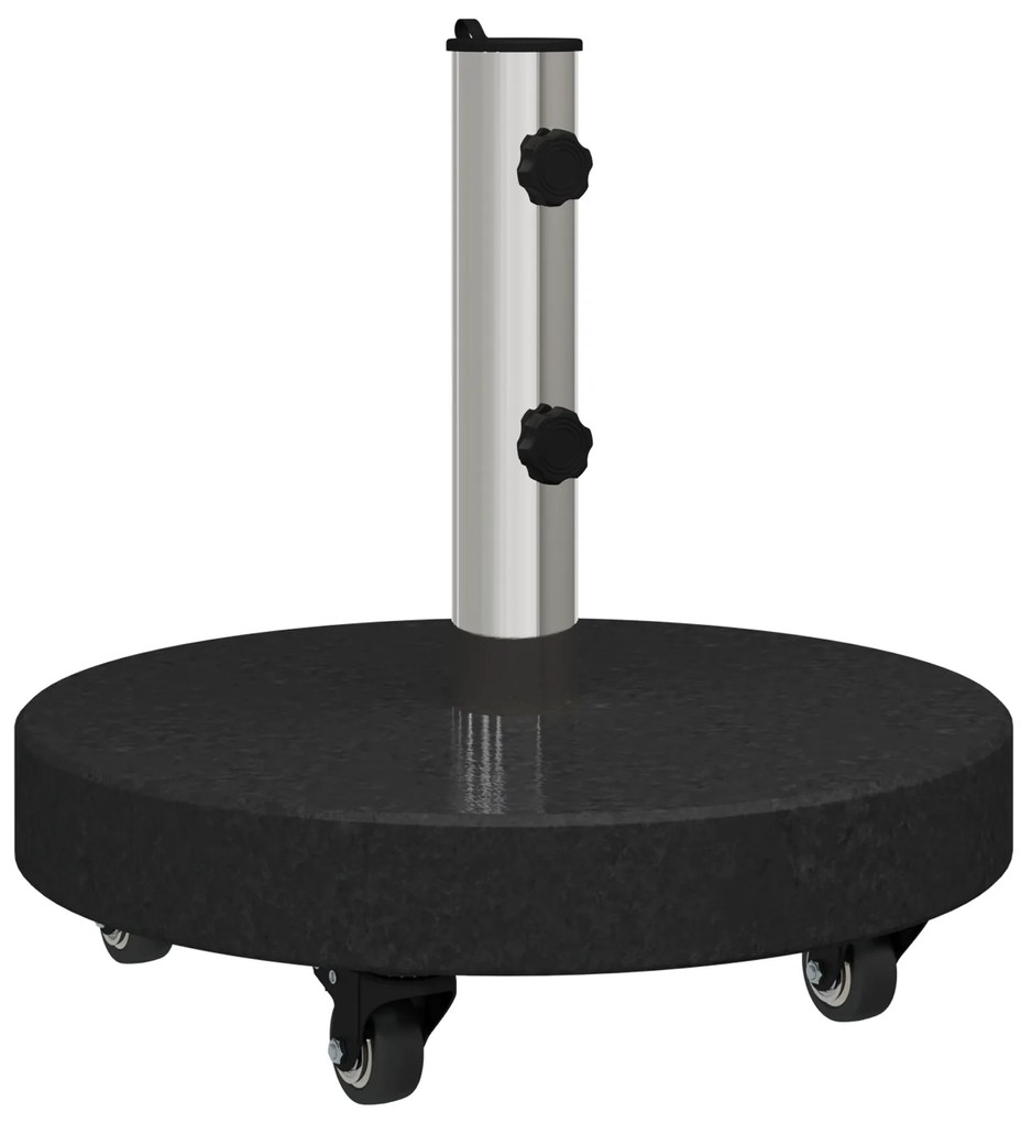vidaXL Βάση Ομπρέλας με Ρόδες για Πόλους Ø38/48mm Μαύρη Γρανίτη 30 kg Στρογγυλή