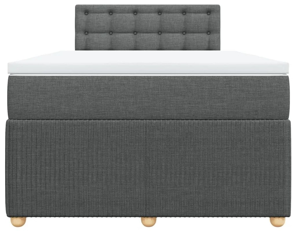 Κρεβάτι Boxspring με Στρώμα Σκούρο Γκρι 120x190 εκ Υφασμάτινο - Γκρι