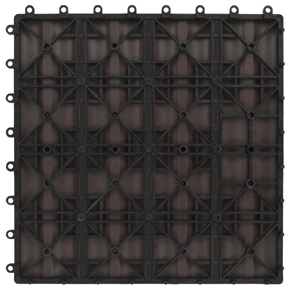 Πλακάκια Deck 11 τεμ. Ανάγλυφα Σκούρο Καφέ 30x30 εκ. 1 μ² WPC - Καφέ