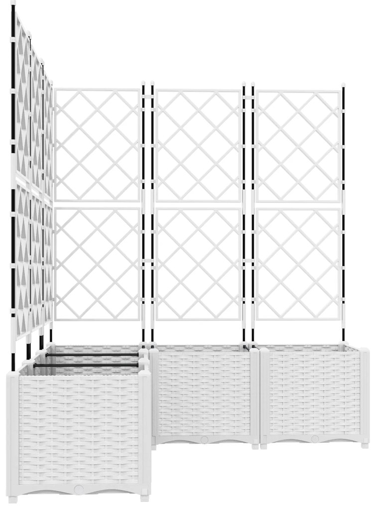 vidaXL Γλάστρα Κήπου με Πλέγμα 5 τμχ Λευκή 120x120x143 εκ