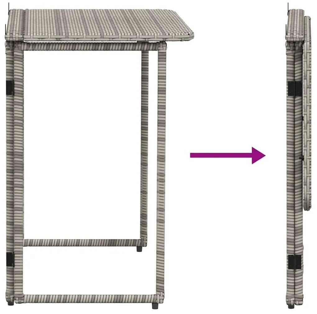 ΠΤΥΣΣΟΜΕΝΟ ΤΡΑΠΕΖΙ ΚΗΠΟΥ ΓΚΡΙ 90X51X75 CM POLY RATTAN 4108256