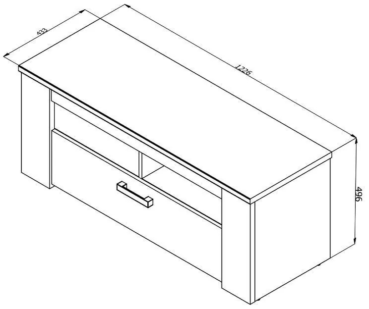 Έπιπλο TV Kent 120 Γκρί Δρύς - Λευκός Δρύς 122x43x49 εκ. 122x43x49 εκ.