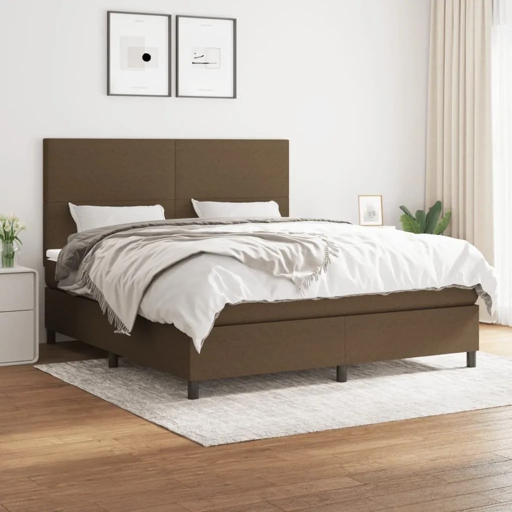 ΚΡΕΒΑΤΙ BOXSPRING ΜΕ ΣΤΡΩΜΑ ΣΚΟΥΡΟ ΚΑΦΕ 160X200 ΕΚ ΥΦΑΣΜΑΤΙΝΟ 3141628