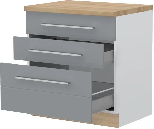 Επιδαπέδιο ντουλάπι Hudson R-80-3MBOX-Λευκό - Γκρι - 80.00Χ60.00Χ88.00cm