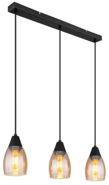 Κρεμαστό Φωτιστικό Οροφής 3xE27 Reid Globo Lighting 15705-3H Κεχριμπάρι