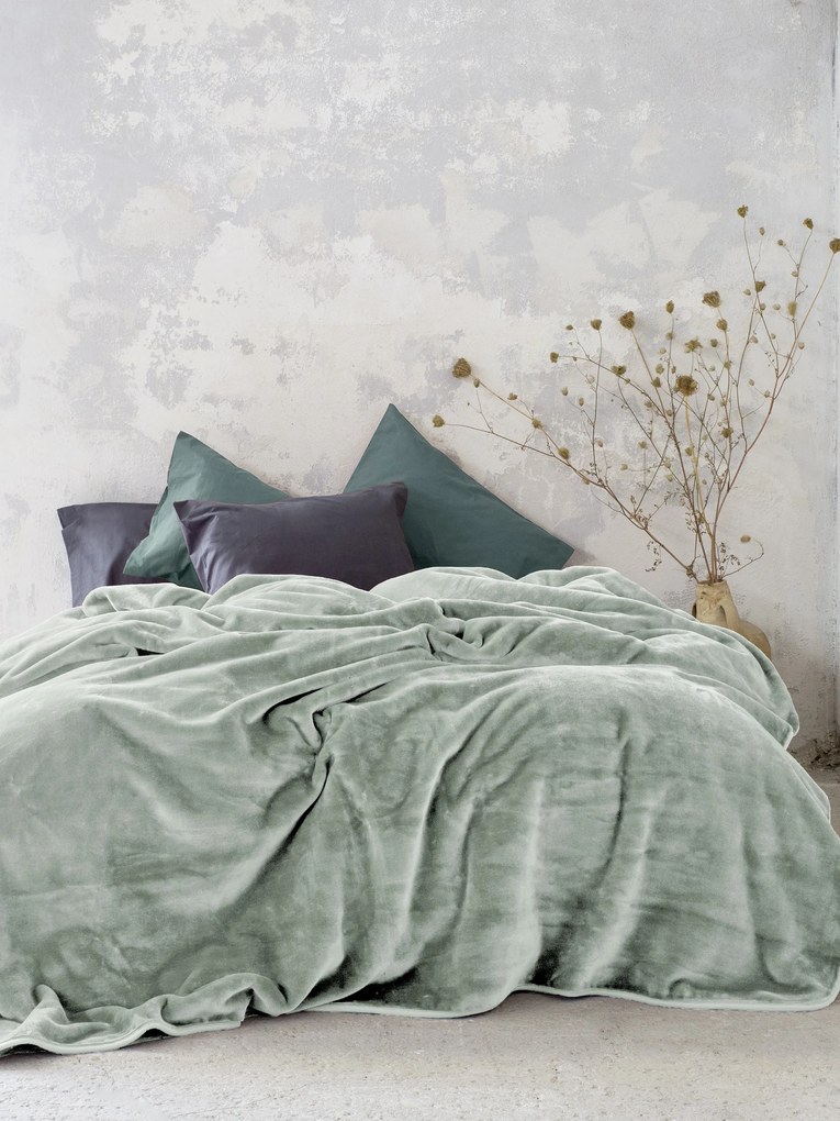 Κουβέρτα Βελουτέ Γίγας 240x260 Coperta - Sage Green 5206482108899