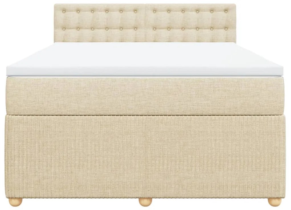 vidaXL Κρεβάτι Boxspring με Στρώμα Κρεμ 160x200 εκ. Υφασμάτινο
