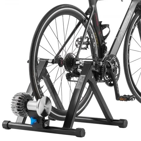 VEVOR Bike Trainer, 660.4-736.6 mm & 700C Wheels, Foldable Fluid Bicycle Stationary Trainer Stand for Indoor Exercise Riding with Quick Release Skewer & Front Wheel Riser Block, Fits Road Bikes, Black