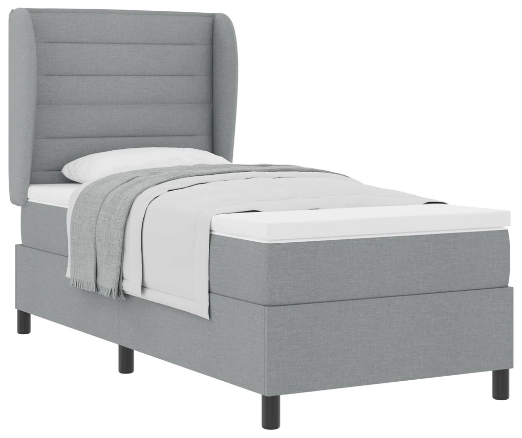 vidaXL κρεβάτι Box Spring με στρώμα σε ανοιχτό γκρι, 80x200 εκ., ύφασμα