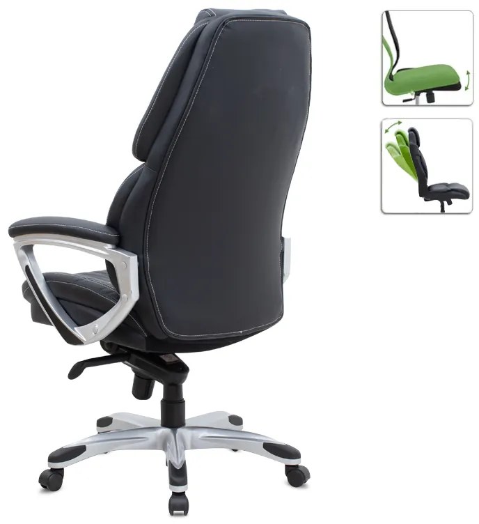 Καρέκλα γραφείου διευθυντική Duke Megapap από τεχνόδερμα χρώμα μαύρο 72x70x120/125εκ.