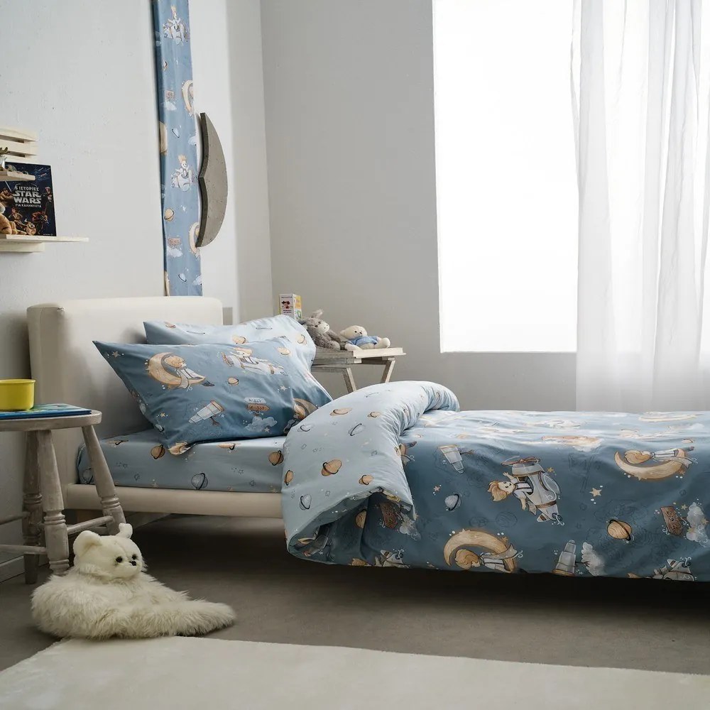 Σεντόνια Παιδικά Travel (Σετ 3τμχ) Blue Vesta Home Μονό 170x260cm 100% Βαμβάκι