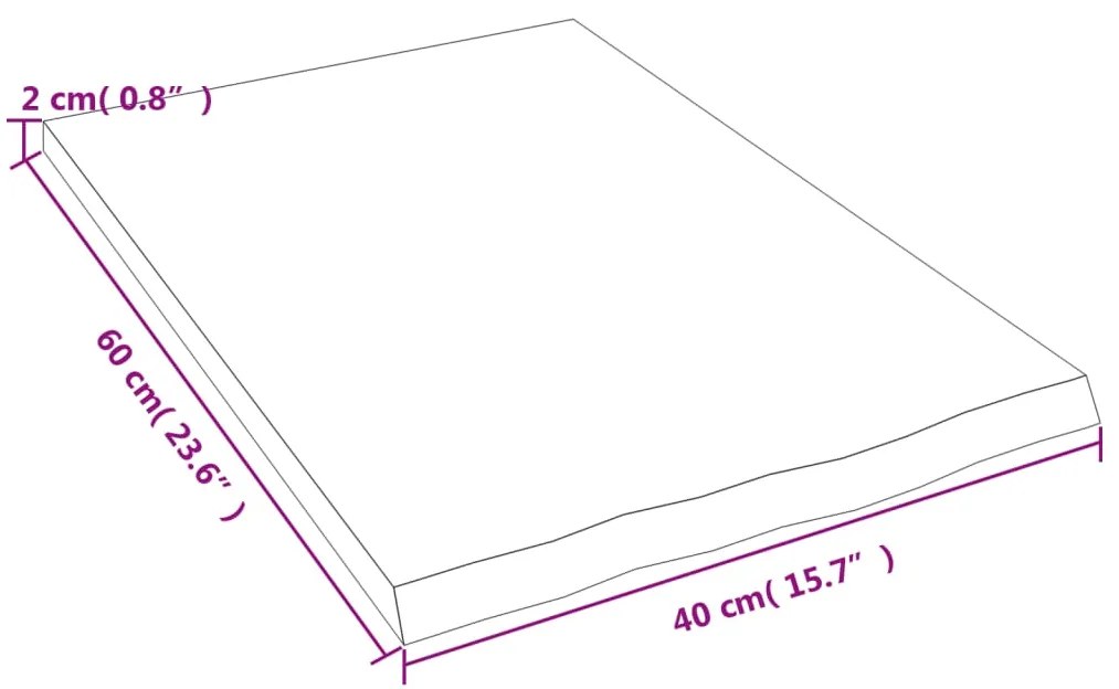 vidaXL Πάγκος Μπάνιου Σκούρο Καφέ 40x60x2 εκ. Επεξ. Μασίφ Ξύλο