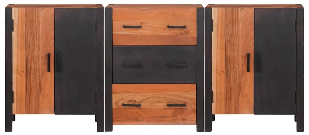 vidaXL Πλαϊνό γραφείο 3 pcs Καφέ 55 x 30 x 75 εκ Μασίφ ξύλο ακακίας