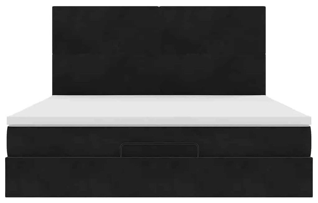 vidaXL Οθωμανικό κρεβάτι με στρώματα Μαύρο 160x200cm Velvet