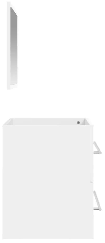 Ντουλάπι Μπάνιου με Καθρέφτη Λευκό από Επεξεργασμένο Ξύλο - Λευκό