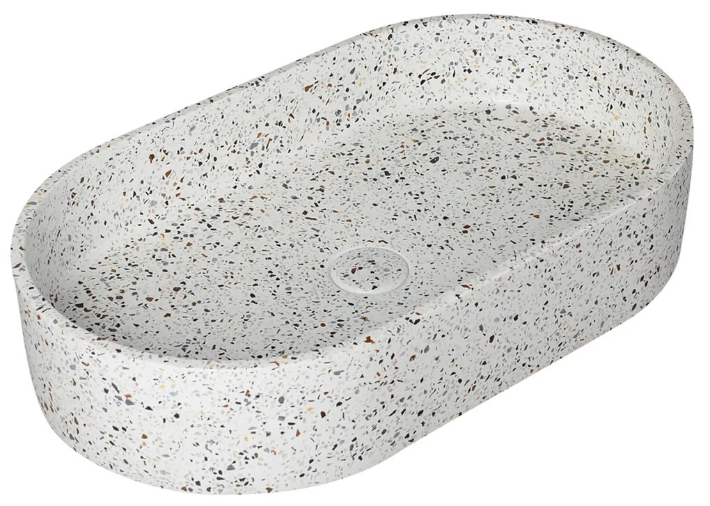 KARAG  LINUS Νιπτήρας επικαθήμενος με βαλβίδα LINUS Stracciatella CS-0010 KARAG 60x35x12cm KARAG-5206836668512