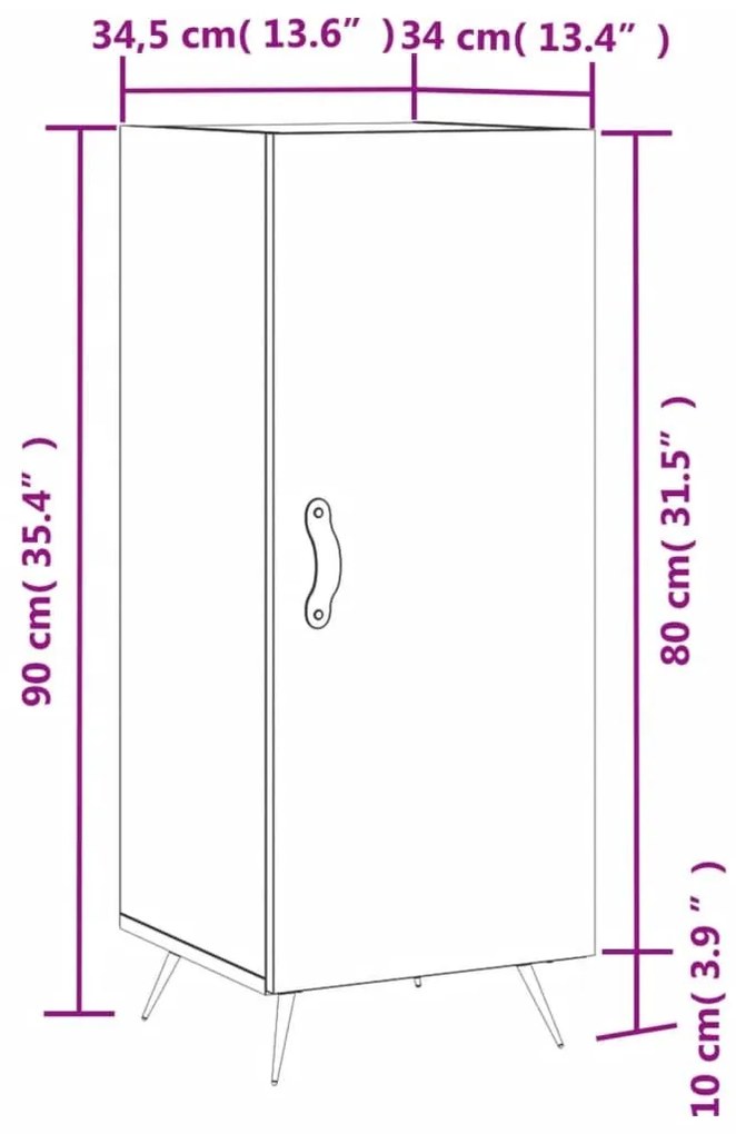 Ντουλάπι Γκρι Sonoma 34,5x34x90 εκ. από Επεξεργασμένο Ξύλο - Γκρι