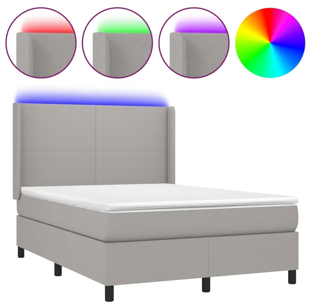 ΚΡΕΒΑΤΙ BOXSPRING ΜΕ ΣΤΡΩΜΑ &amp; LED ΑΝ.ΓΚΡΙ 140X200ΕΚ. ΥΦΑΣΜΑΤΙΝΟ 3138157