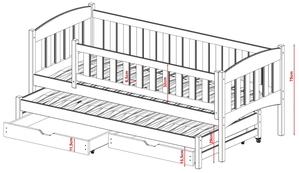 Καναπές  Amelka με Συρόμενο  από μασίφ ξύλο Grey 90×200cm (Δώρο 10% Έκπτωση στα Στρώματα)