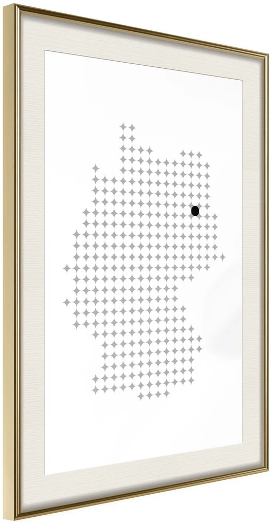 Αφίσα - Pixel Map of Germany - 30x45 - Χρυσό - Με πασπαρτού