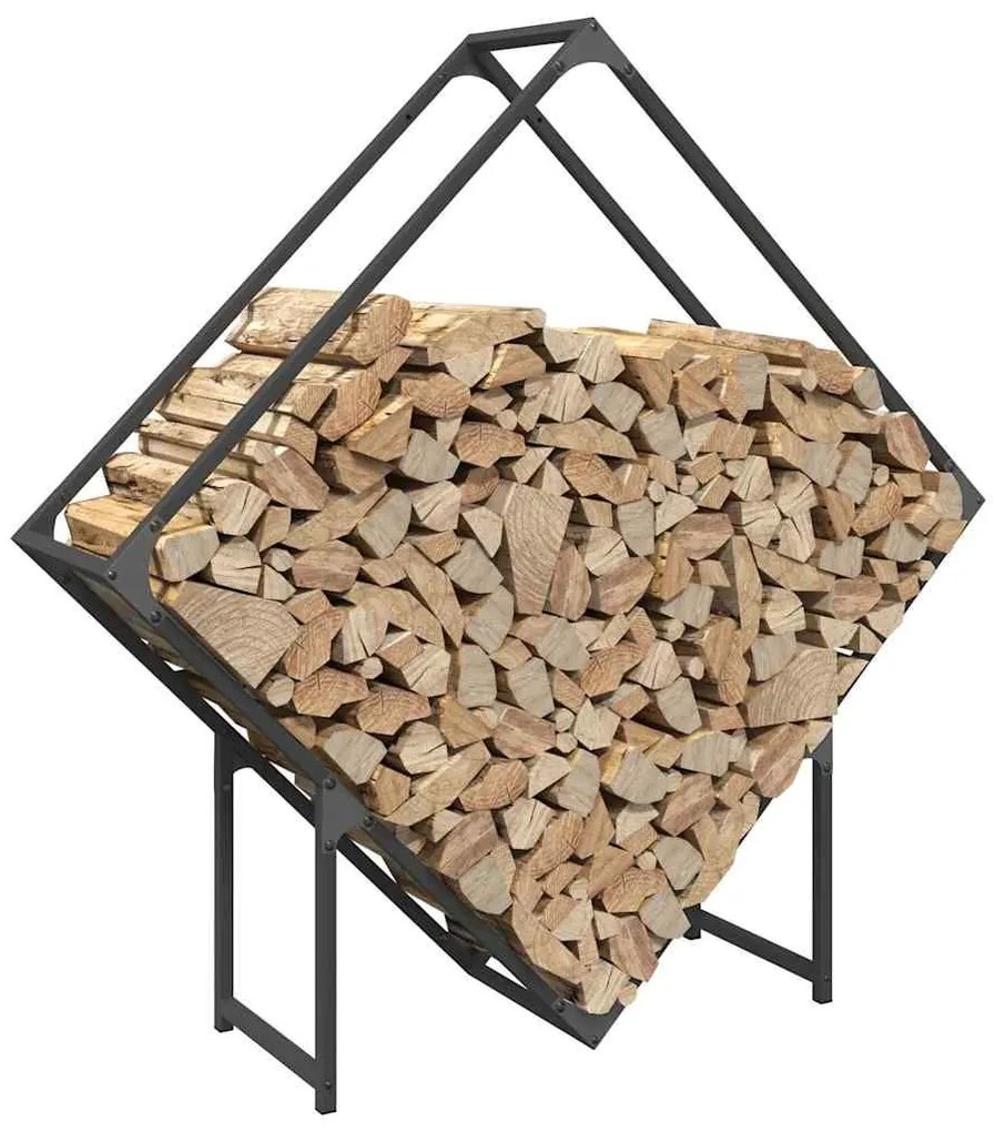 Ράφι για καυσόξυλα Μαύρο 100x25x100 cm Ατσάλι ψυχρής έλασης - Μαύρο