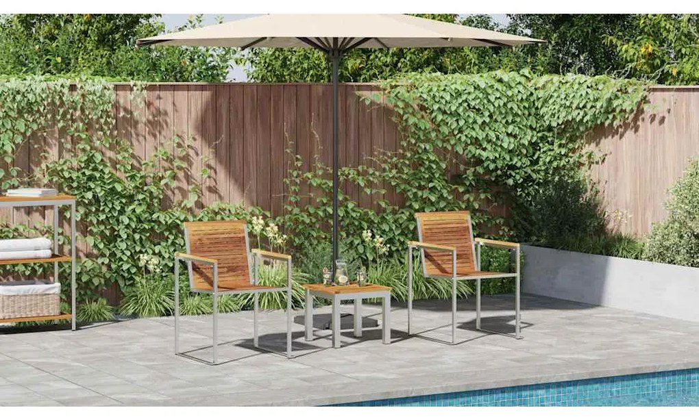 vidaXL Ξαπλώστρα 3-πρόσωπο 3 pcs Καφέ 200 x 60 x 88εκ Μασίφ ξύλο teak