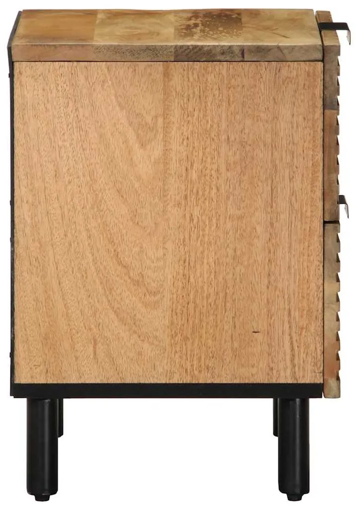 Κομοδίνα 2 τεμάχια καφέ 40x33x46 cm από μασίφ ξύλο Mango - Καφέ