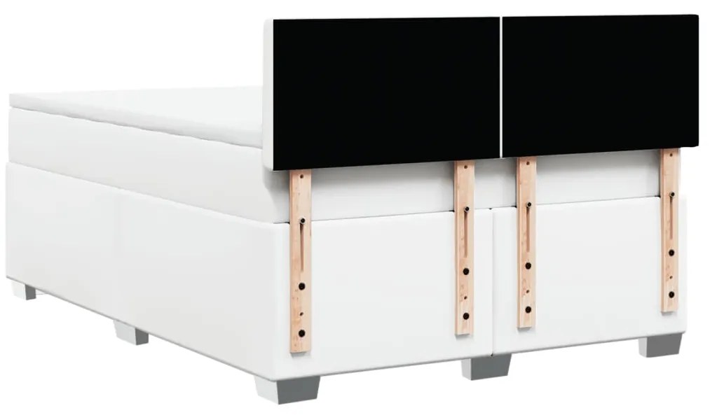vidaXL Κρεβάτι Boxspring με Στρώμα Λευκό 140x190εκ.από Συνθετικό Δέρμα