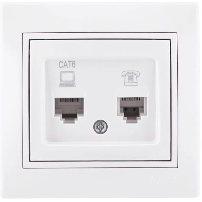 Lezard Πρίζα RJ11+RJ45 Cat 6 Λευκό Mira (Πλήρης) 701.0202144