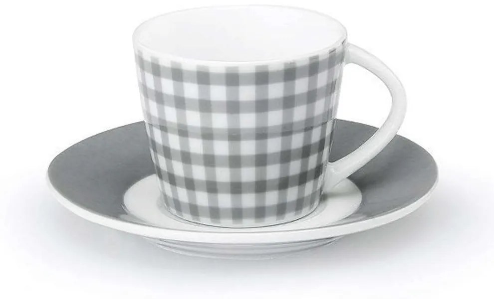 Φλυτζάνι Καφέ Με Πιατάκι Fino 15.103.17 120ml White-Grey Cryspo Trio Porcelain