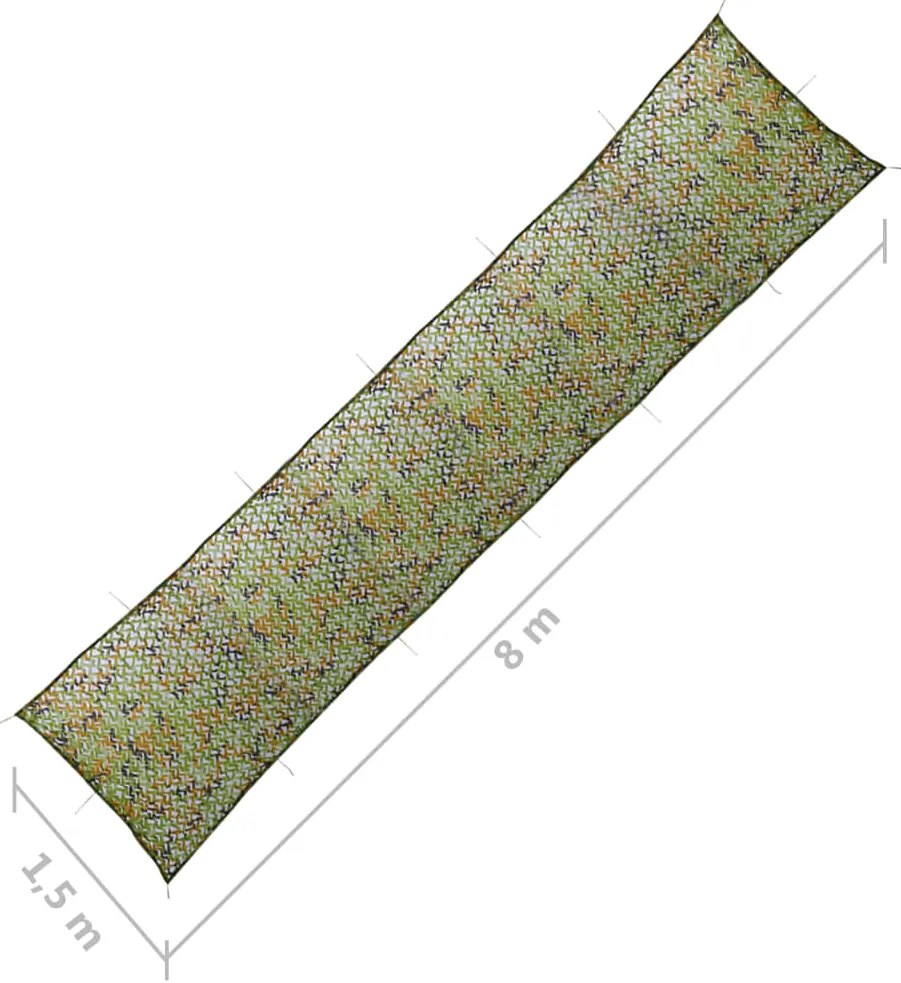 vidaXL Δίχτυ Σκίασης Παραλλαγής Πράσινο 1,5 x 8 μ. με Σάκο Αποθήκευσης