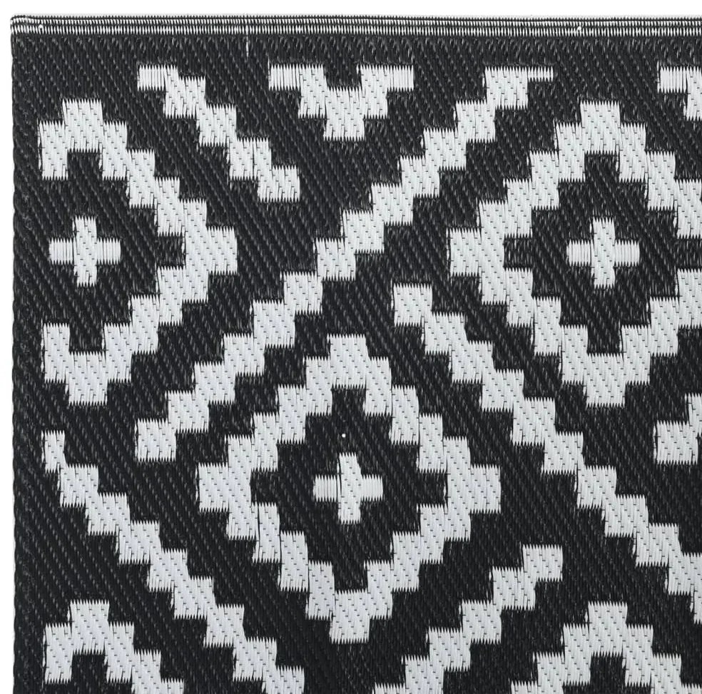 vidaXL Χαλί εξωτερικού χώρου ARAKIL Λευκό και μαύρο 80x150 cm PP