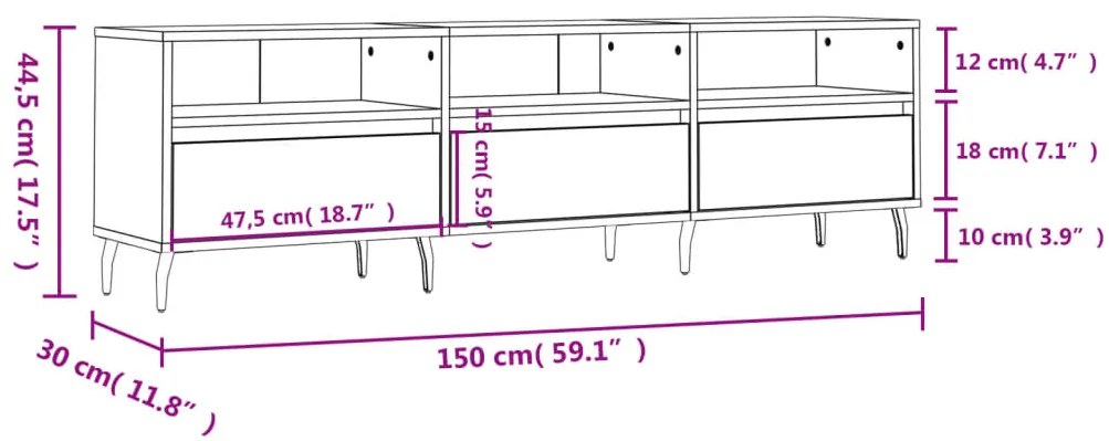 ΈΠΙΠΛΟ ΤΗΛΕΟΡΑΣΗΣ ΓΚΡΙ ΣΚΥΡ. 150X30X44,5 ΕΚ. ΕΠΕΞ. ΞΥΛΟ 831296