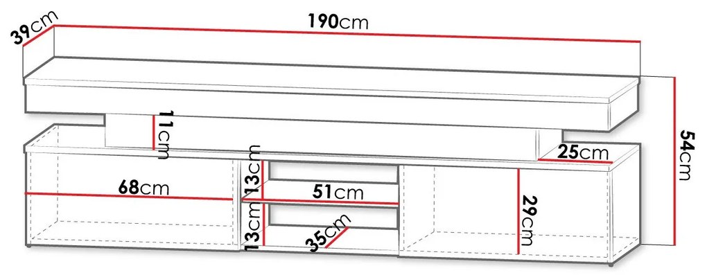 Τραπέζι Tv Merced N103, Άσπρο, Γυαλιστερό λευκό, 190x54x39cm, 49 kg | Epipla1.gr