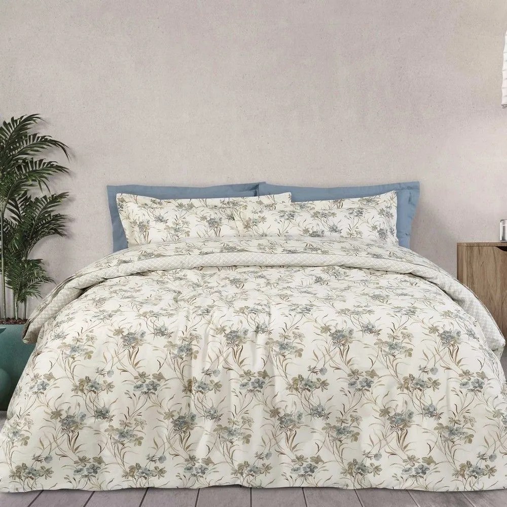 Κουβερλί Happy 9591 Ecru-Ciel Das Home Υπέρδιπλo 220x240cm 100% Cotton