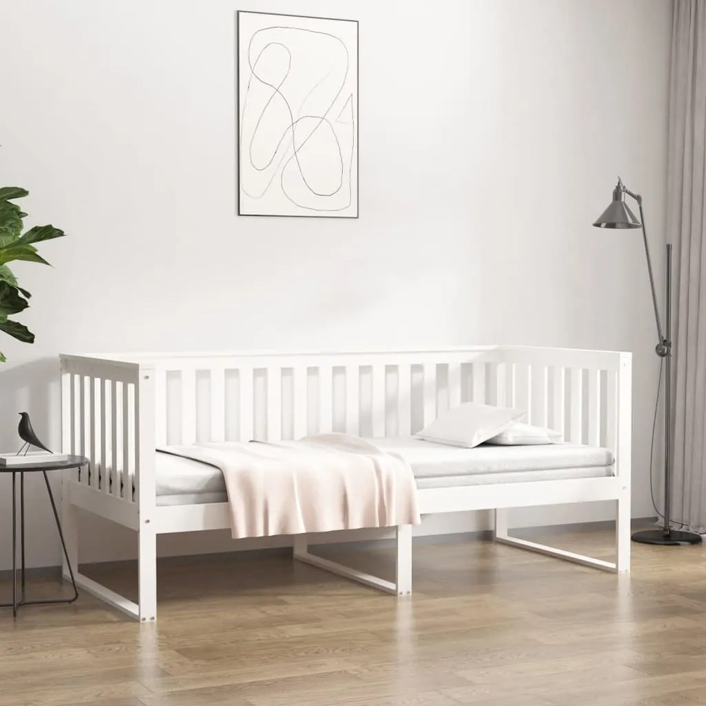 vidaXL 820387 Καναπές Κρεβάτι άσπρο 100 x 200εκ. από Μασίφ Ξύλο Πεύκου