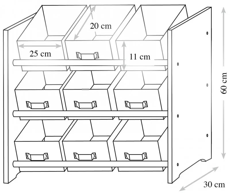 Ντουλάπι αποθήκευσης Kesper 1771613, Για παιδικό δωμάτιο, 9 υφασμάτινα κουτιά, 3 επίπεδα, Εικονογράφηση, Γκρι