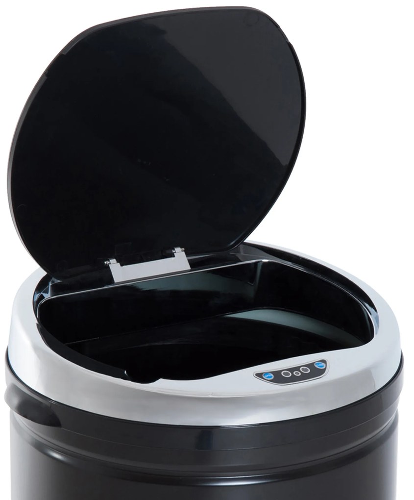 HOMCOM Κάδος Απορριμμάτων με Αισθητήρα Κίνησης, Ανοξείδωτος Χάλυβας, 30,5 cm x 30,5 cm x 81,5 cm, Μαύρο