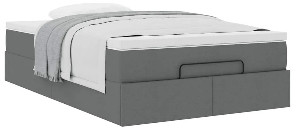 vidaXL Οθωμανικό κρεβάτι με στρώμα Σκούρο γκρι 120x190 cm Ύφασμα
