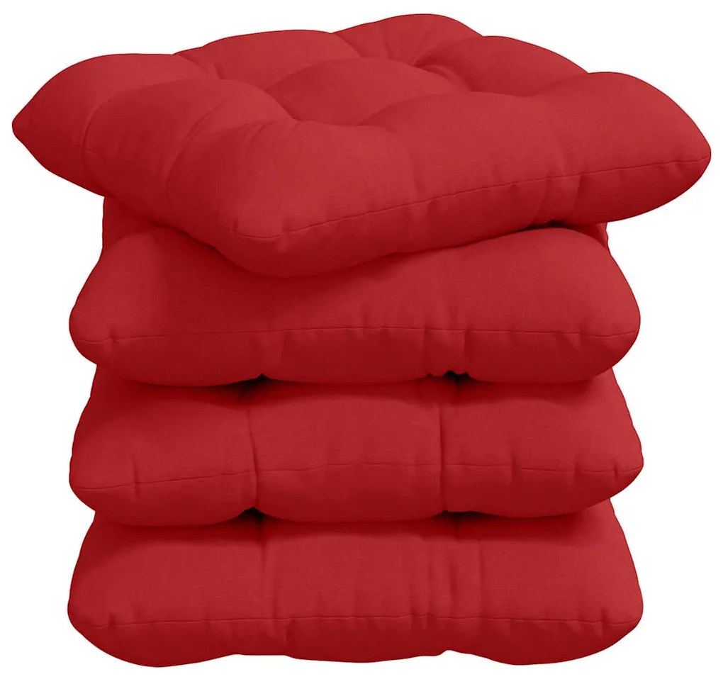 vidaXL Μαξιλάρια καθισμάτων 4 pcs Κόκκινο 40 x 40 x 12 εκ. ύφασμα