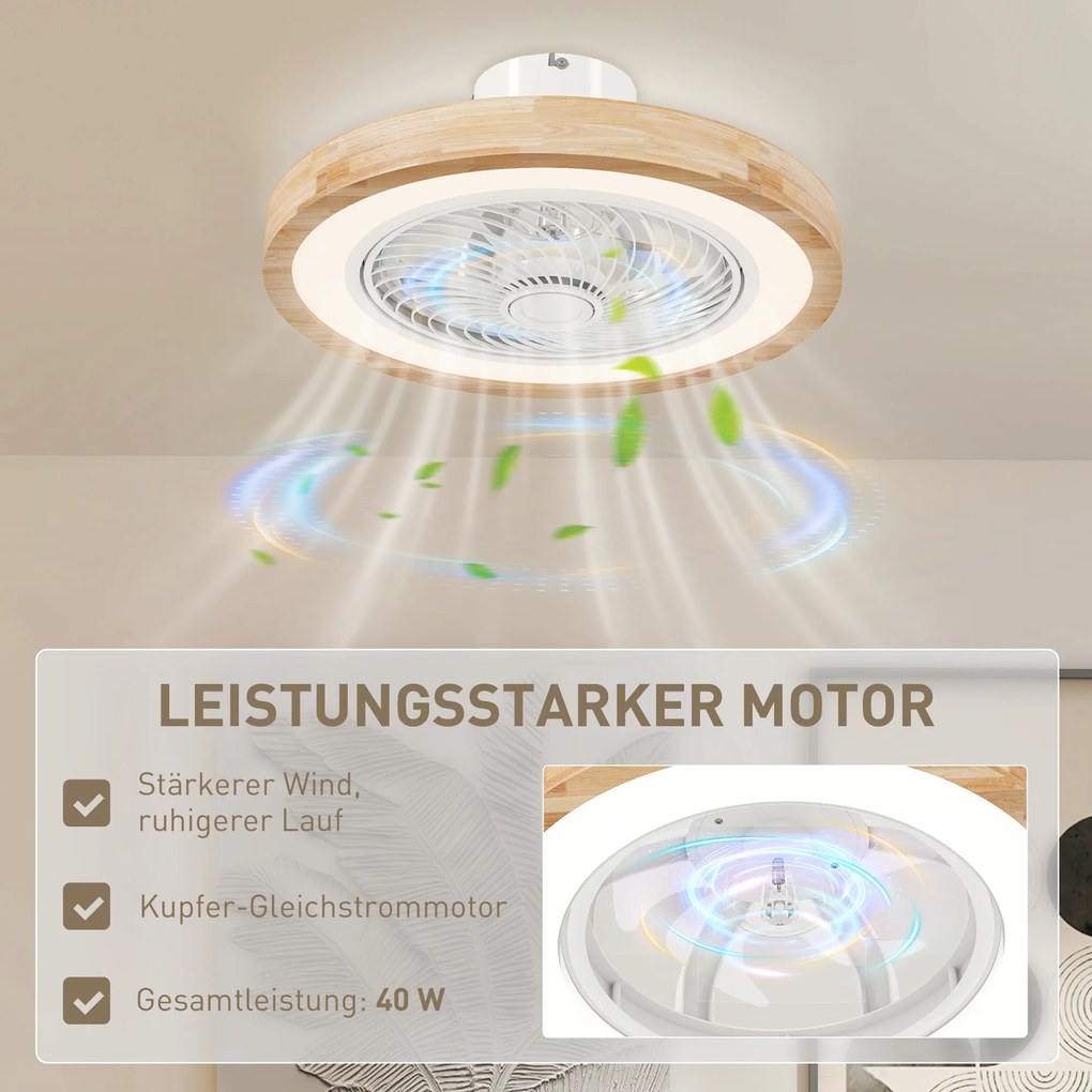 Φωτιστικό οροφής με ανεμιστήρα και τηλεχειριστήριο, 6 ταχύτητες, ρυθμιζόμενη φωτεινότητα, αθόρυβο μοτέρ, ανοιχτό καφέ