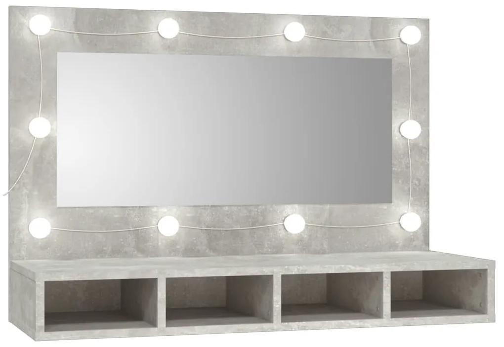 vidaXL Έπιπλο Καθρέπτη με LED Γκρι Σκυροδέματος 90x31,5x62 εκ.