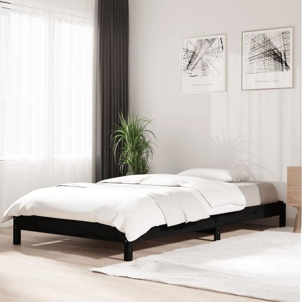 Κρεβάτι Στοιβαζόμενο Μαύρος 80 x 200 εκ. από Μασίφ Ξύλο Πεύκου