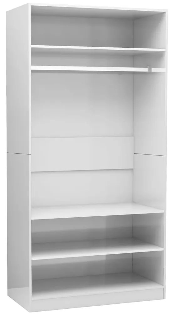 vidaXL Ντουλάπα Γυαλιστερό Λευκό 100 x 50 x 200 εκ. από Επεξ. Ξύλο