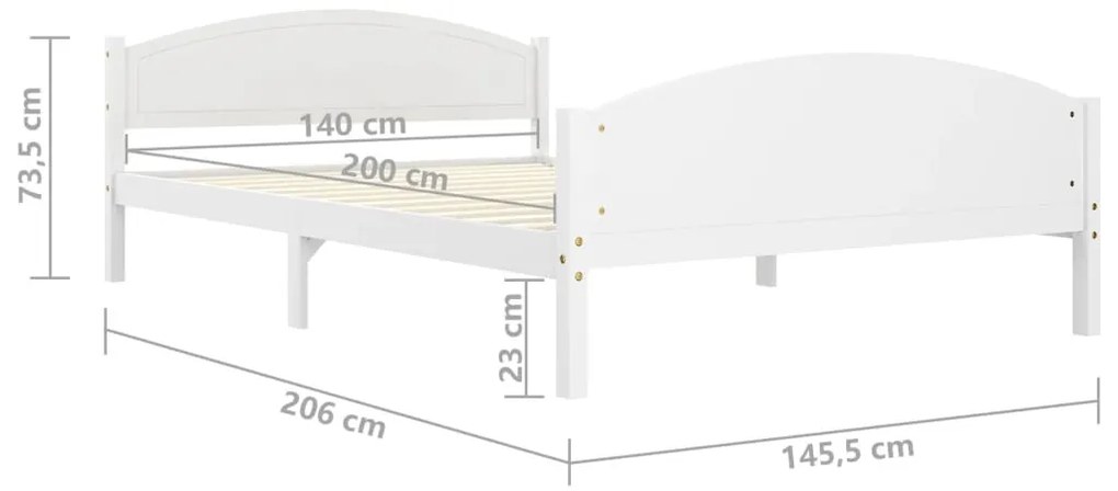 vidaXL Πλαίσιο Κρεβατιού Λευκό 140 x 200 εκ. από Μασίφ Ξύλο Πεύκου