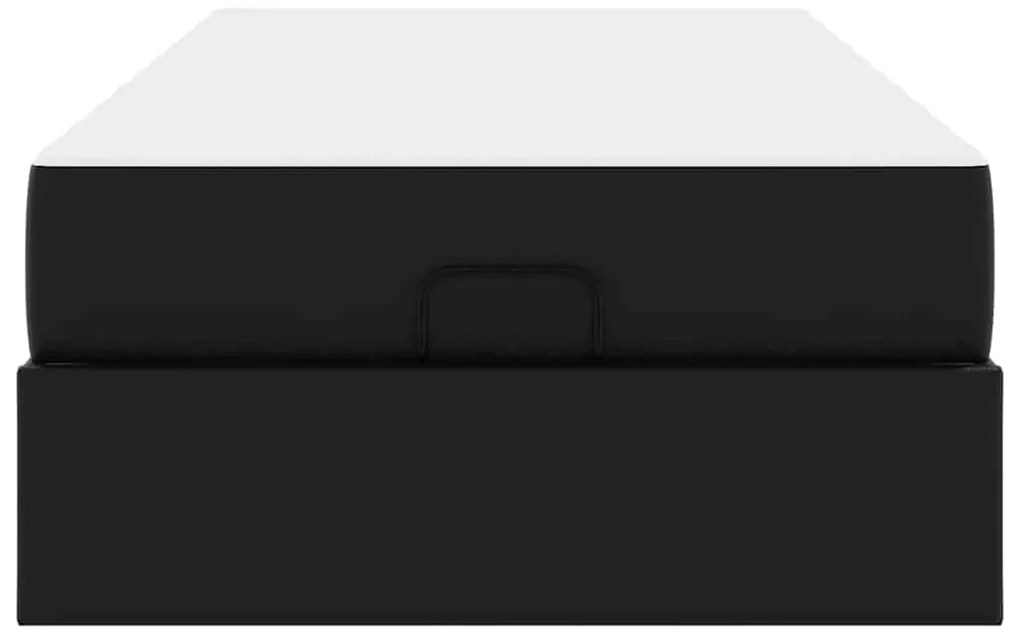 vidaXL Σκελετός κρεβατιού με στρώμα με στρώμα 2 pcs Μαύρο PVC